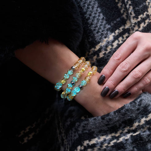 Sunset Spectre | Bracelet en argent sterling 925 avec tête de mort en verre Firefly